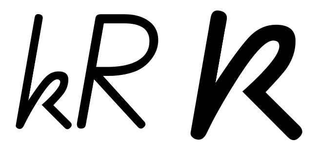 Uppercase 'R' and lowercase 'k'