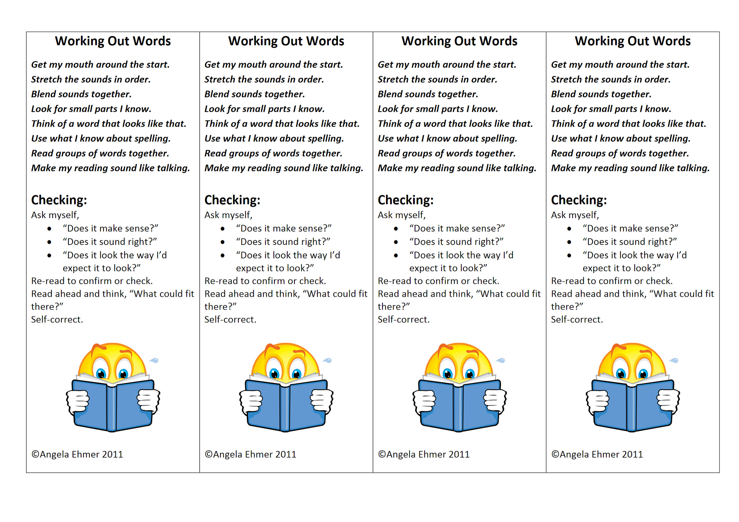 Reading strategies bookmark