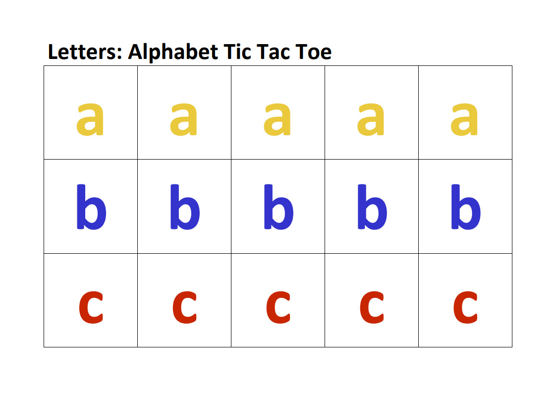 Alphabet Tic Tac Toe; European Portuguese First Words