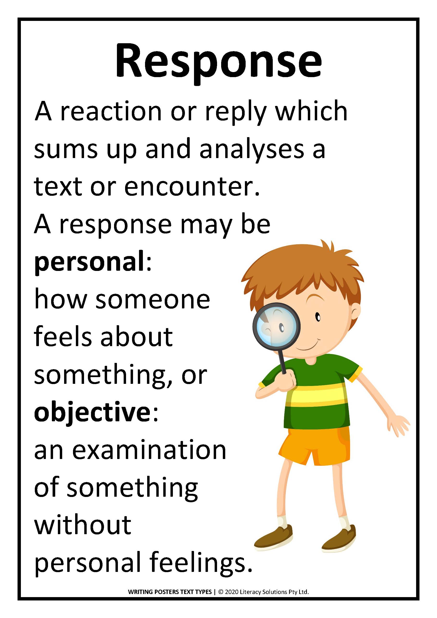 Writing: text type chart